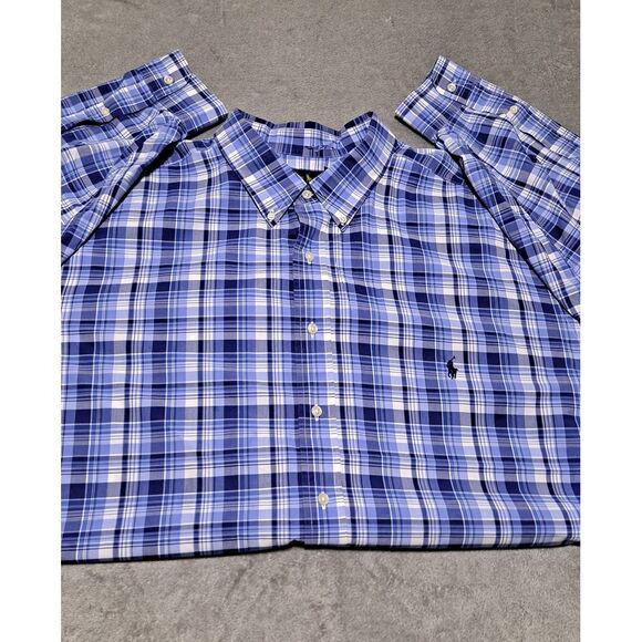 Ralph lauren blue‎ plaid button down shirt long sleeve 4XB men's casual read - Picture 1 of 7
